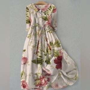 Women's Vintage Botanical Floral Print Pocket Dress